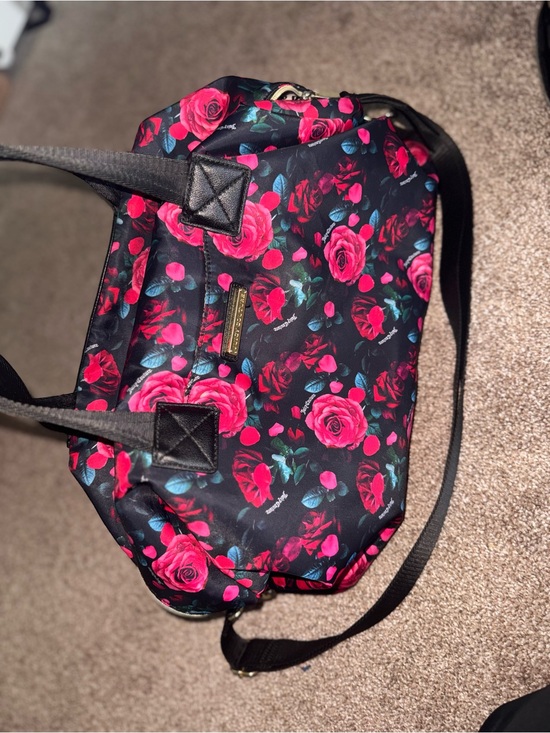 Juicy Couture Other - Juicy Couture Black Shoulder Tote with Pink Rose Print